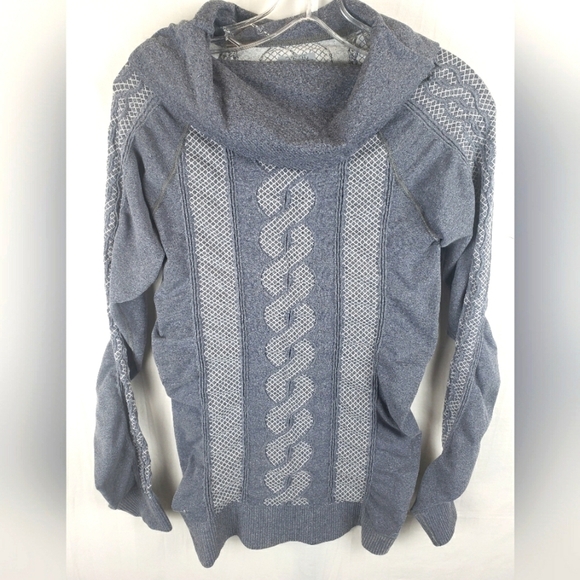 Athleta Gray Cowl Neck Long Sleeve Spandex Shirt Sz M - Picture 1 of 8